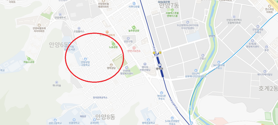 경기도 우리동네 주차장 안양시 만안구 안양동 명학역 근처 월주차 ( 월 140,000원 )