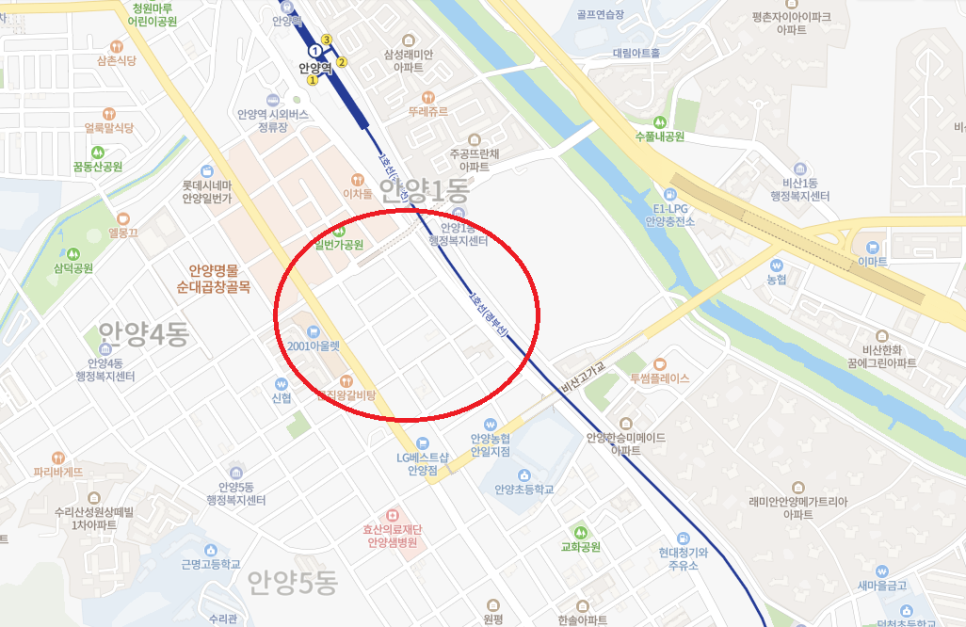 경기도 우리동네 주차장 안양시 만안구 안양동 안양역 근처 월주차 ( 월 100,000원 )