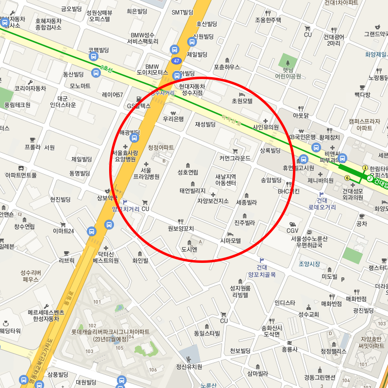 서울 광진구 자양동(건대입구역,성수역 부근) 월주차 안내