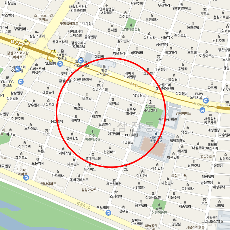서울 송파구 삼전동 월주차 안내