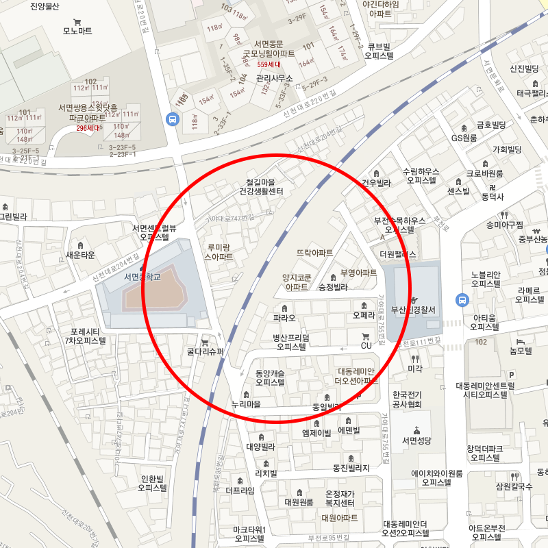 부산 진구 부전역(부전동) 주변 월주차 안내