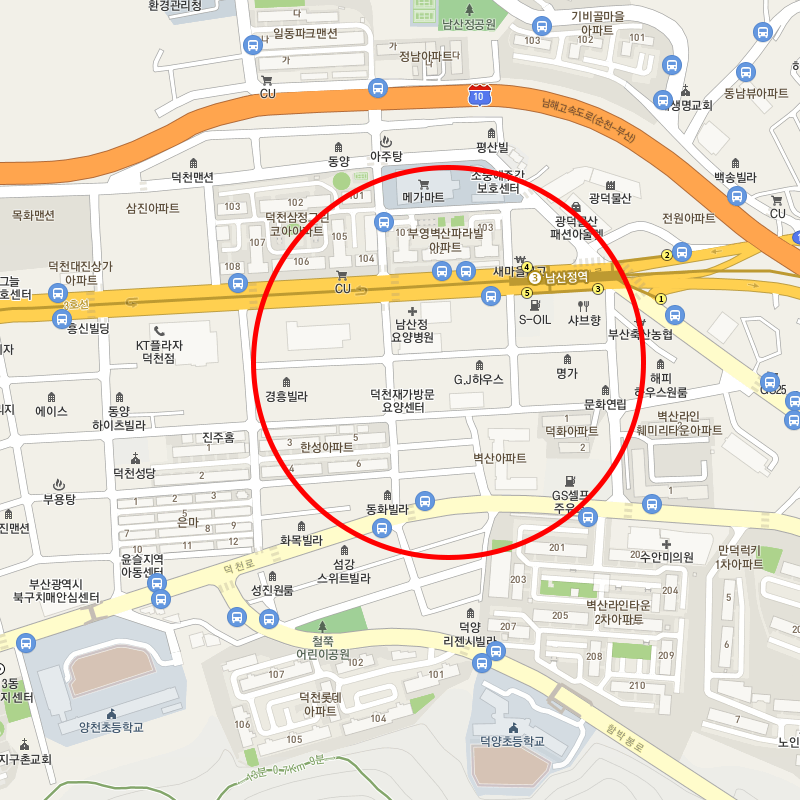 부산 북구 덕천동 남산정역 부근 월주차 안내