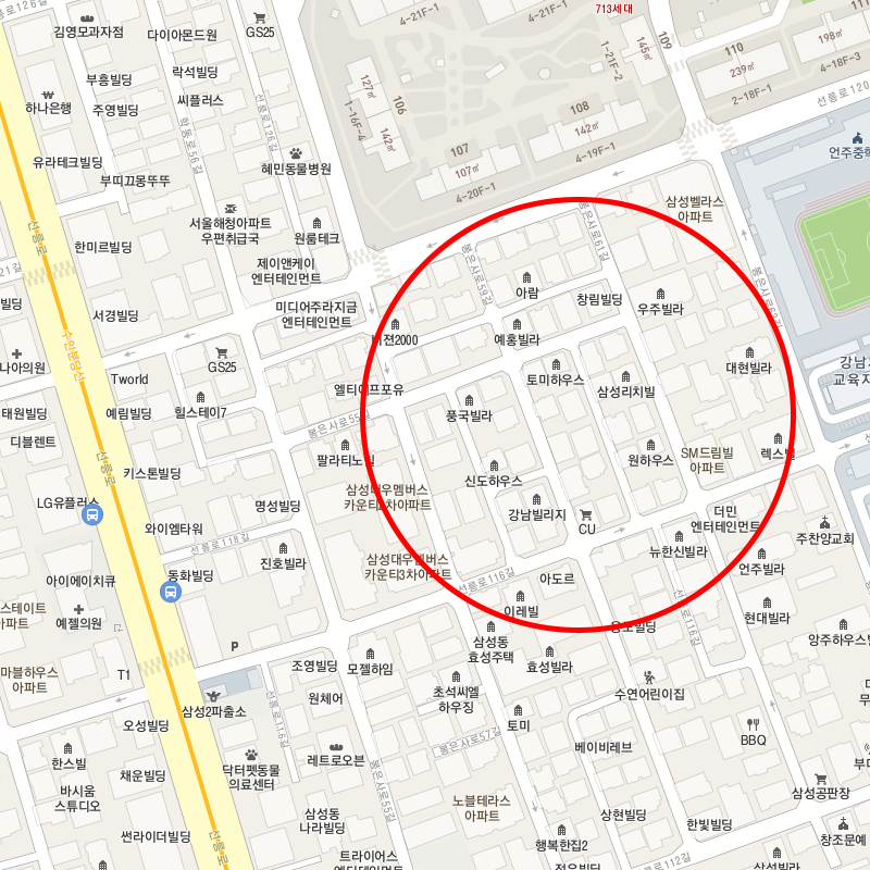 서울 강남구 삼성동 월주차 안내