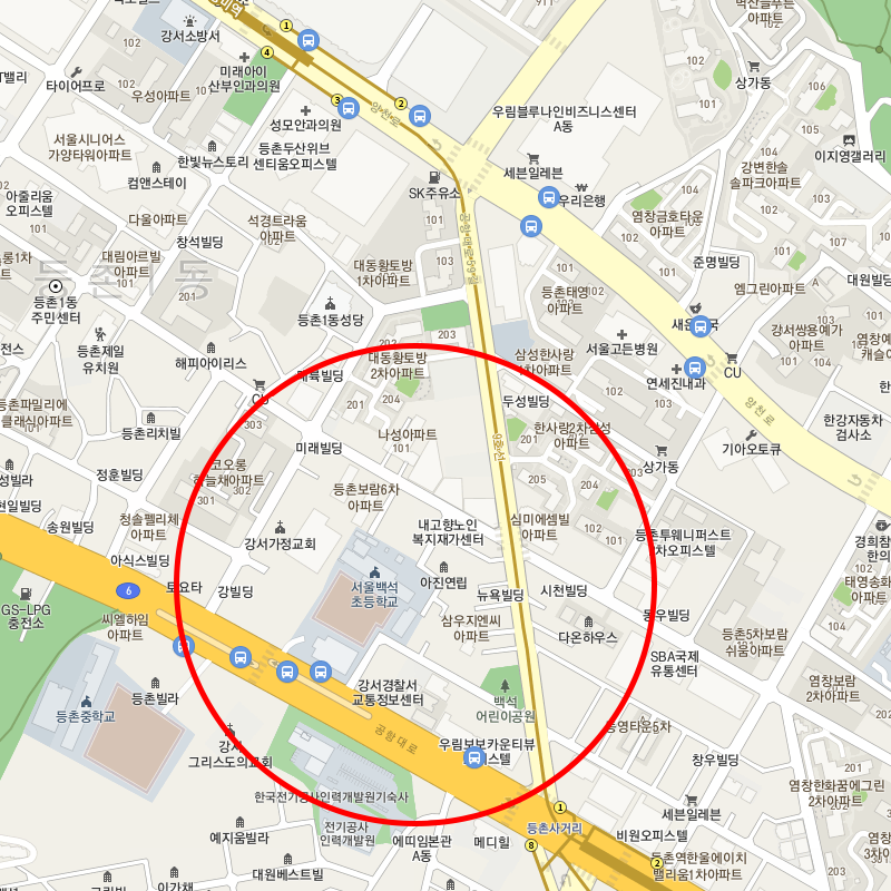 서울 강서구 등촌동(등촌역) 부근 월주차 안내