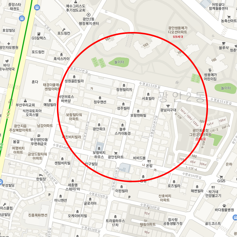 부산 수영구 광안동 월주차 안내