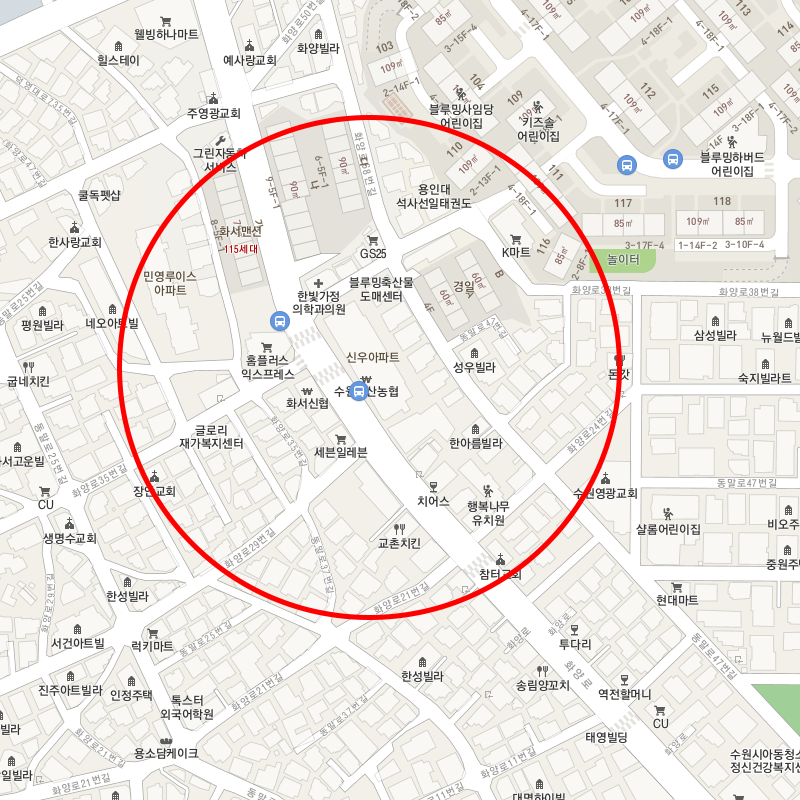 경기 수원시 팔달구 화서동 월주차 안내