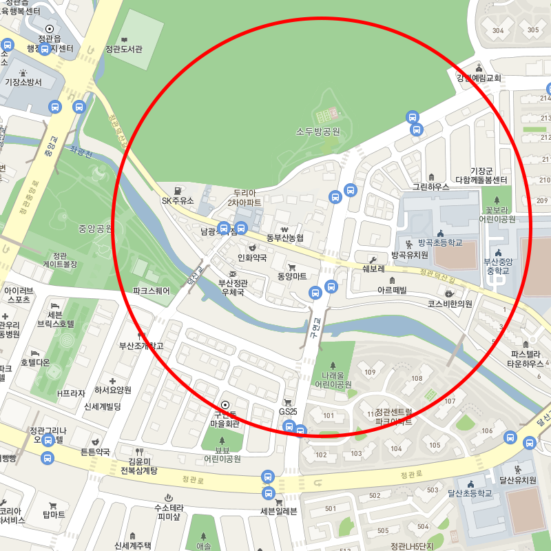 부산 기장군 정관읍(방곡초,기장소방서) 인근 월주차 안내