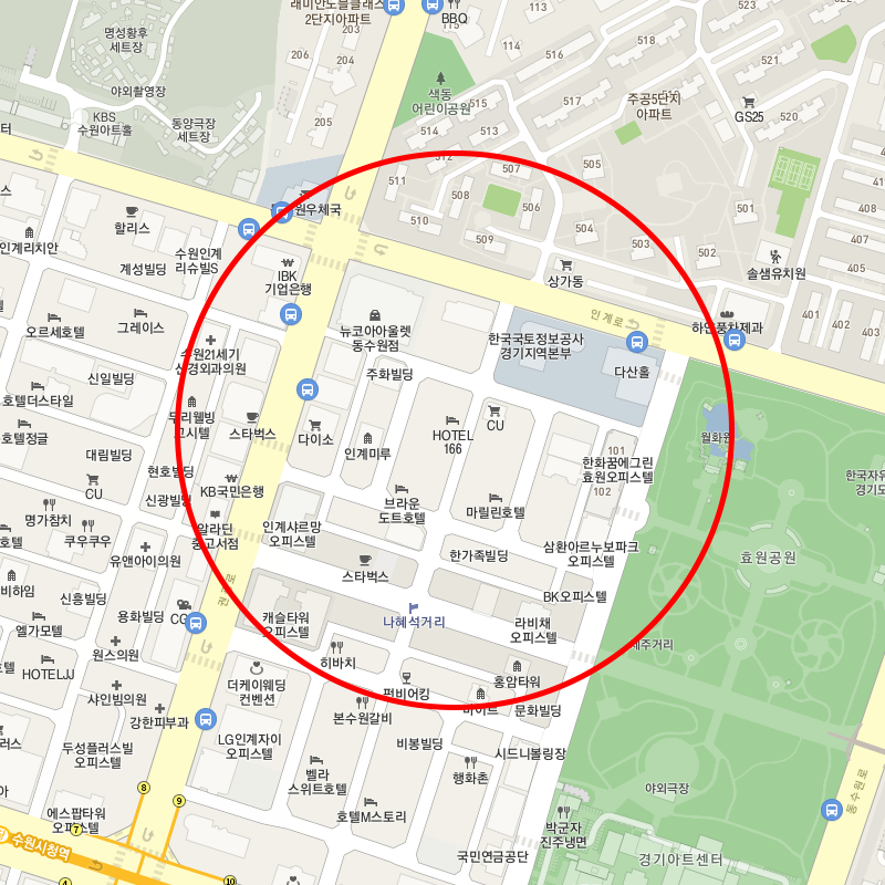 수원시 팔달구 인계동 월주차 안내