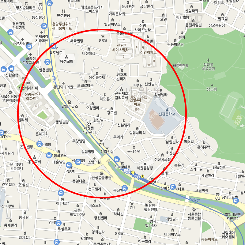 서울 관악구 신림동(신관중학교) 근처 월주차 안내