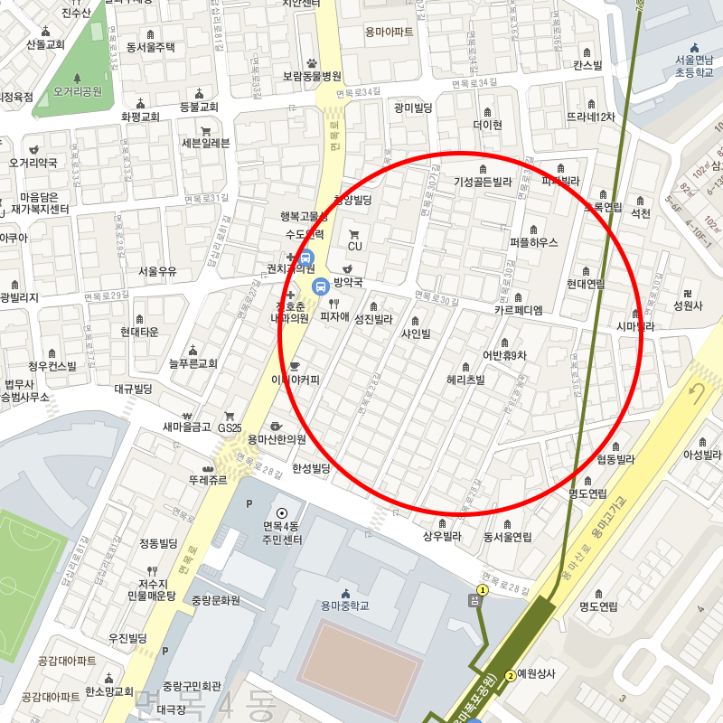 서울 중랑구 면목동(용마산역) 월주차 안내