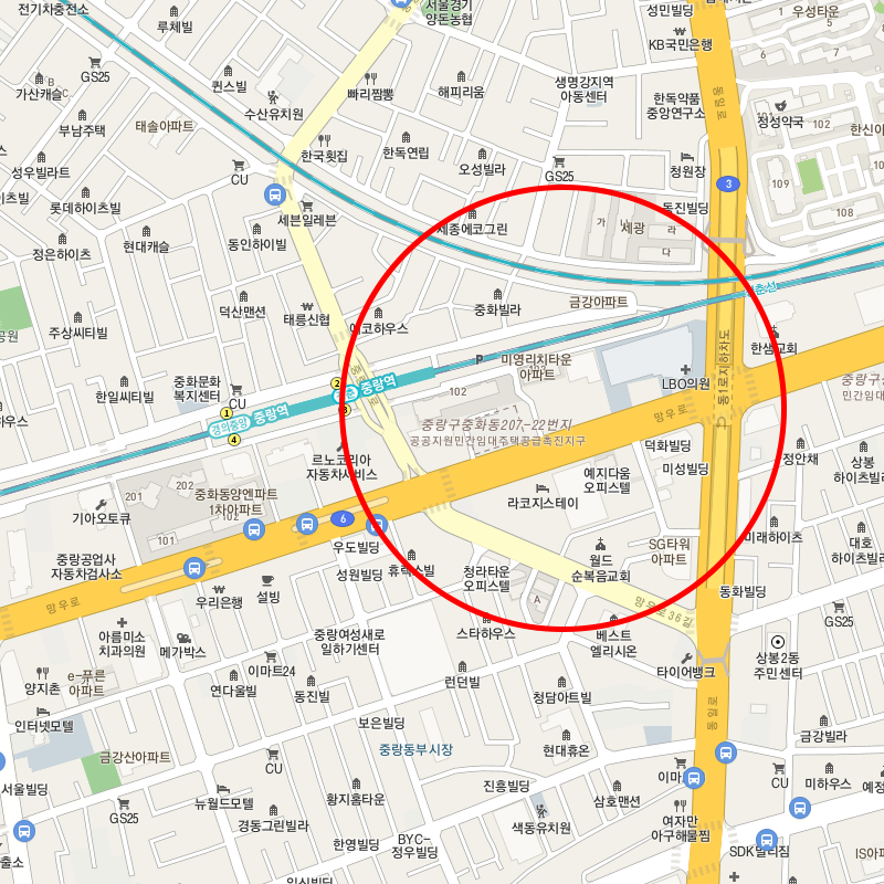 서울 중랑구 상봉동(중랑역) 월주차 안내