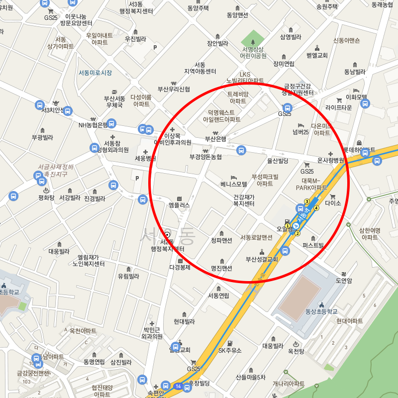 부산 금정구 서동(서동역) 월주차 안내