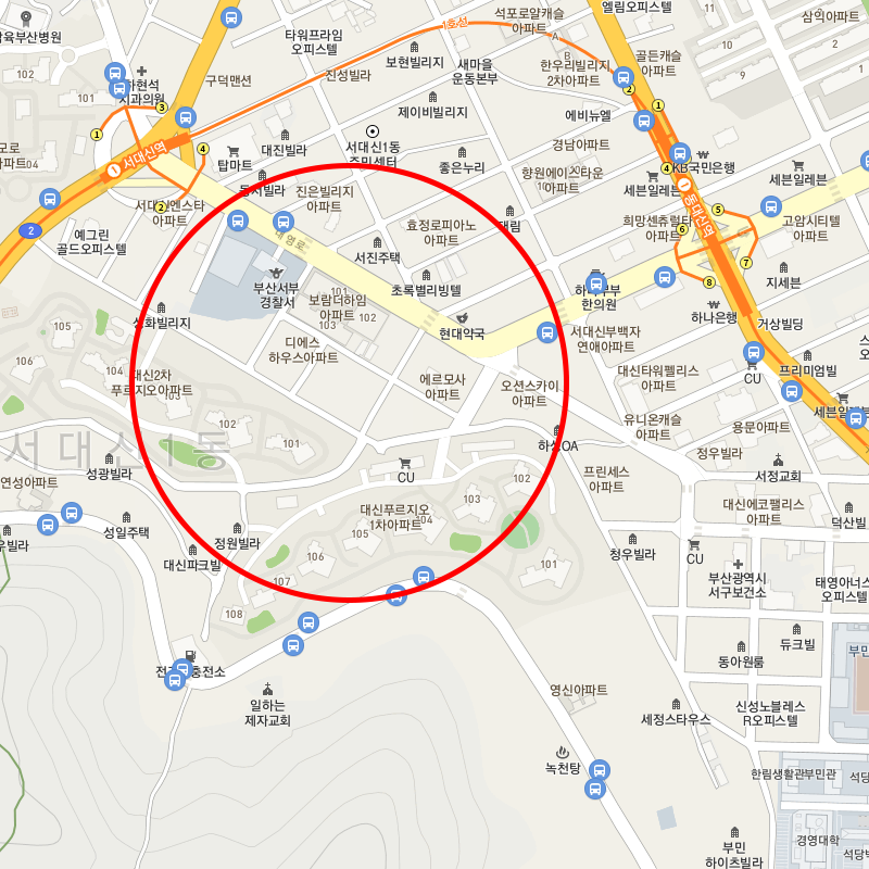 부산 서구 서대신동1가(서대신역) 월주차 안내