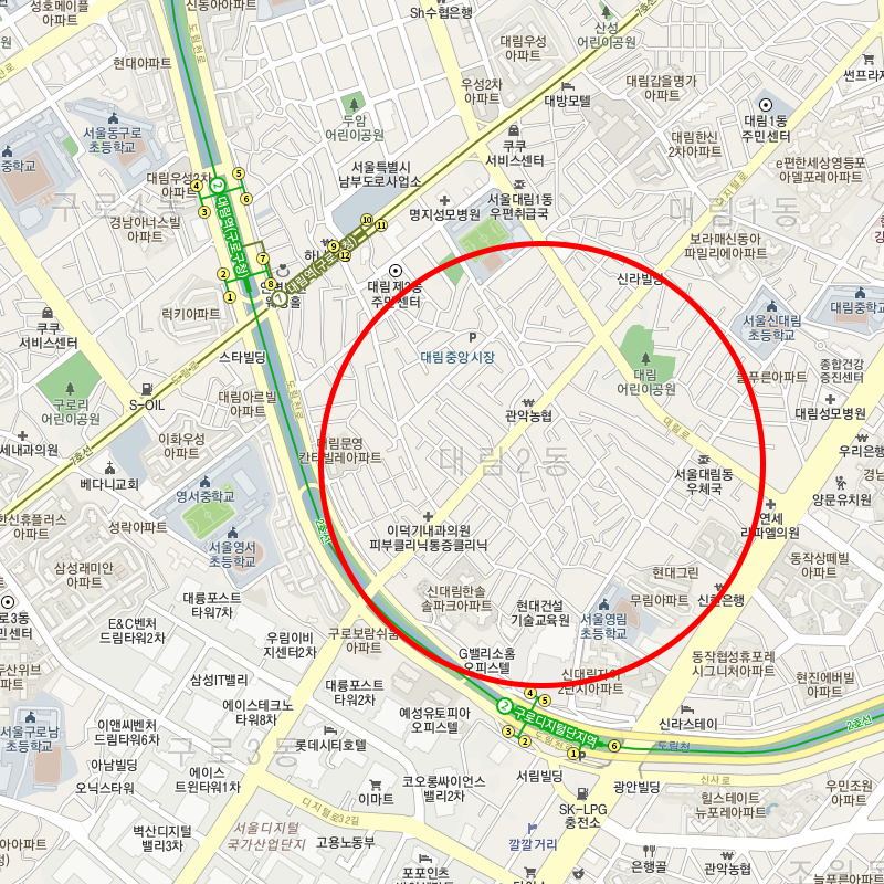서울 영등포구 대림동(구로디지털단지역) 월주차 안내
