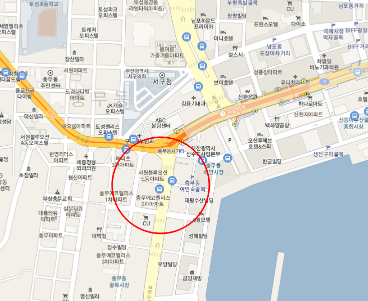 자갈치역 월주차_ 2번출구 도보 4분 거리 주차장 안내