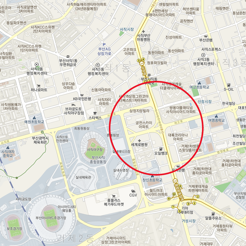 부산 동래구 사직동 월주차 안내