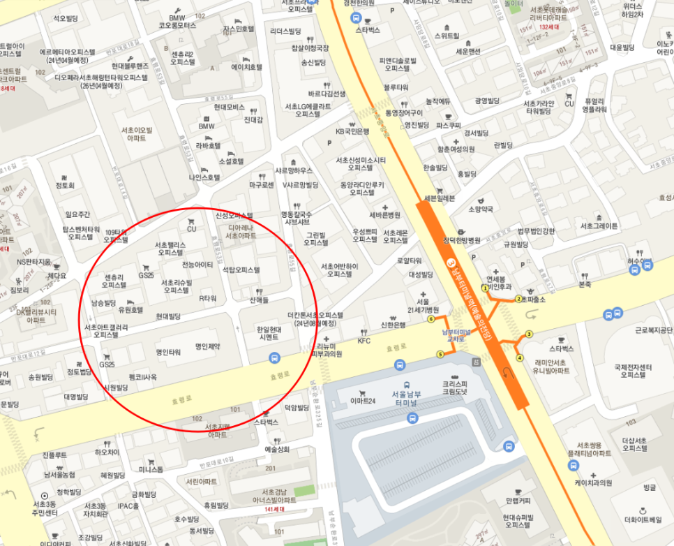 남부터미널역 월주차_6번출구 도보 5분 거리