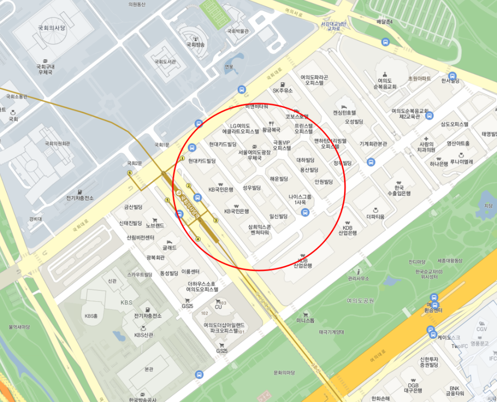 여의도 주차장-국회의사당역 2,3번출구 도보 2분 거리!