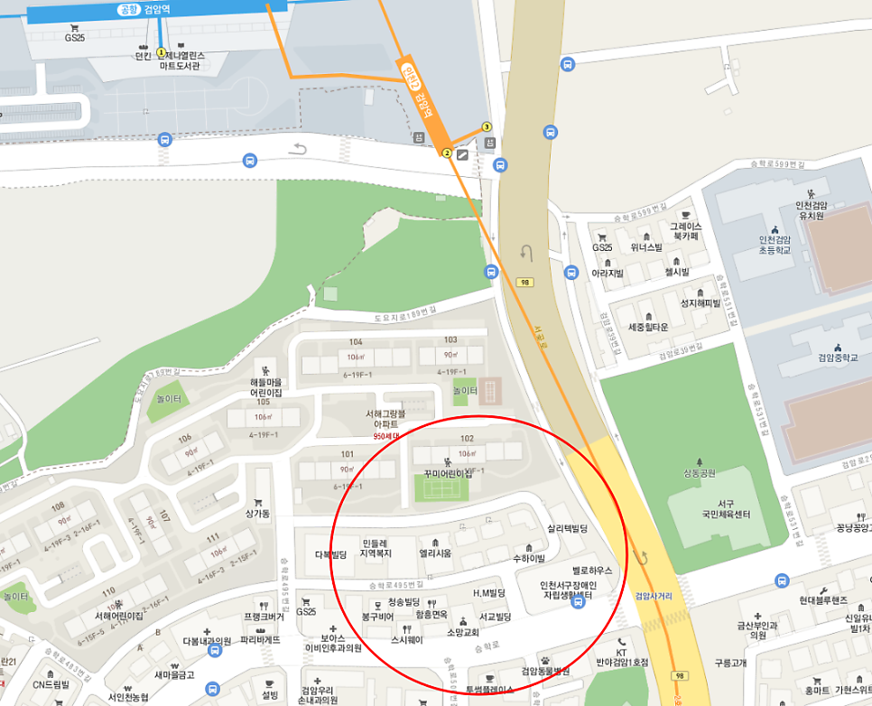 검암역 월주차 - 2번출구 근처에 있어요