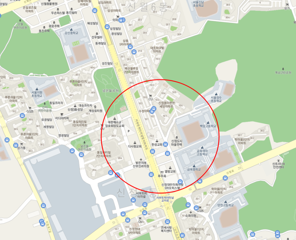 신정동ㅣ백암고 부근 월주차 안내