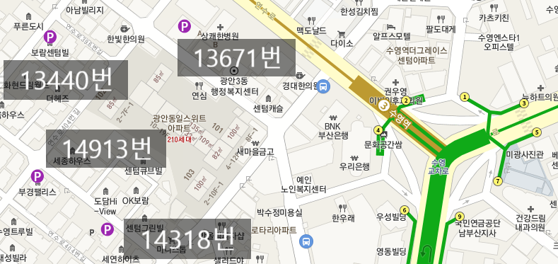 부산 남천역/배산역(망미동)/민락동/수영역 근처 월주차/주만사