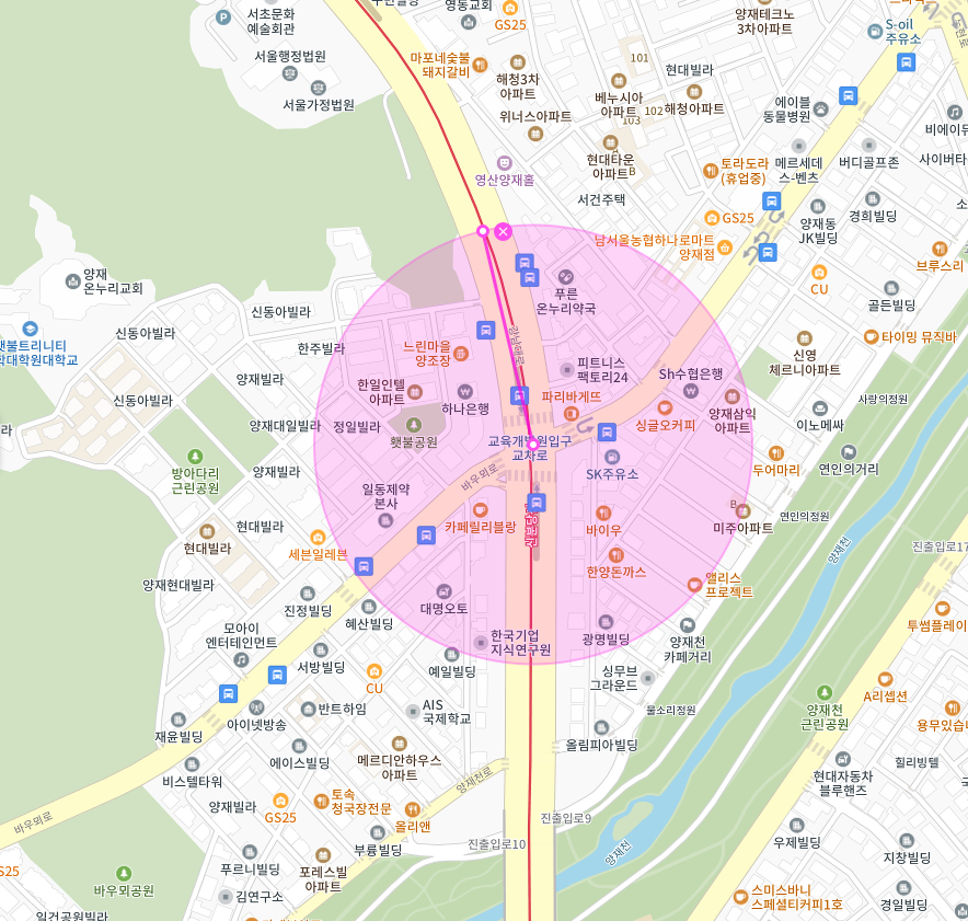 서초구 양재동 교육개발원입구 교차로 인근 주차장 | 월주차 정기권