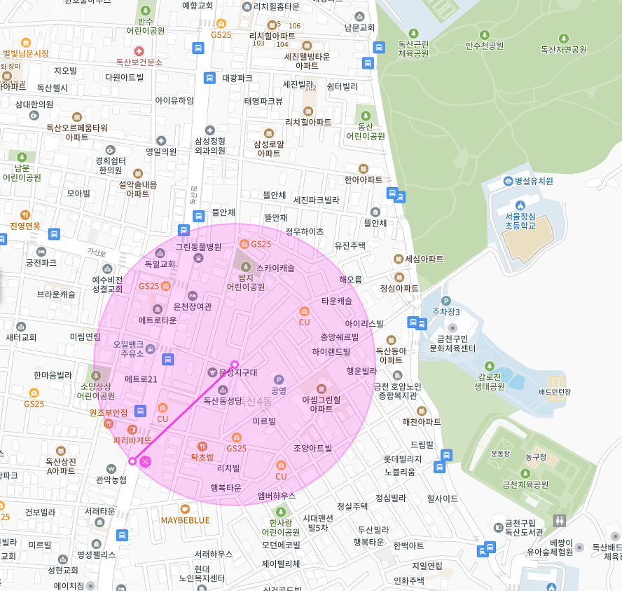 금천구 독산동 감로천생태공원 인근 주차장 | 주만사 월주차 | 전일제