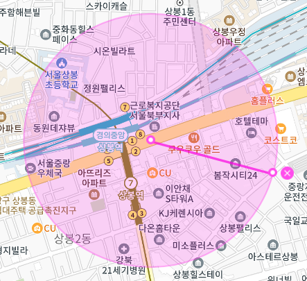 중랑구 망우동, 상봉역 근처 기계식 월주차 안내