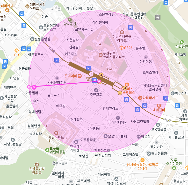 남성역 월주차, 2번 출구에서 도보 5분 거리 주차장 소개