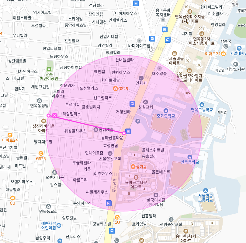 면목동 월주차, 중화중학교 근처 도보 5분 거리 주차장 안내