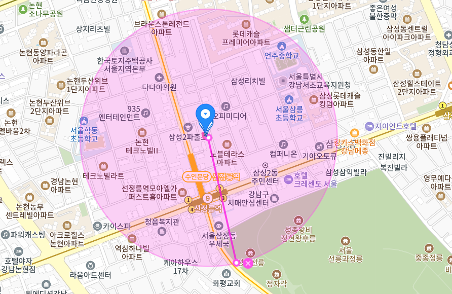 선정릉역 월주차 _  역 2번 출구에서 3분 걸으면 나오는 24시간 사용 가능한 주차장