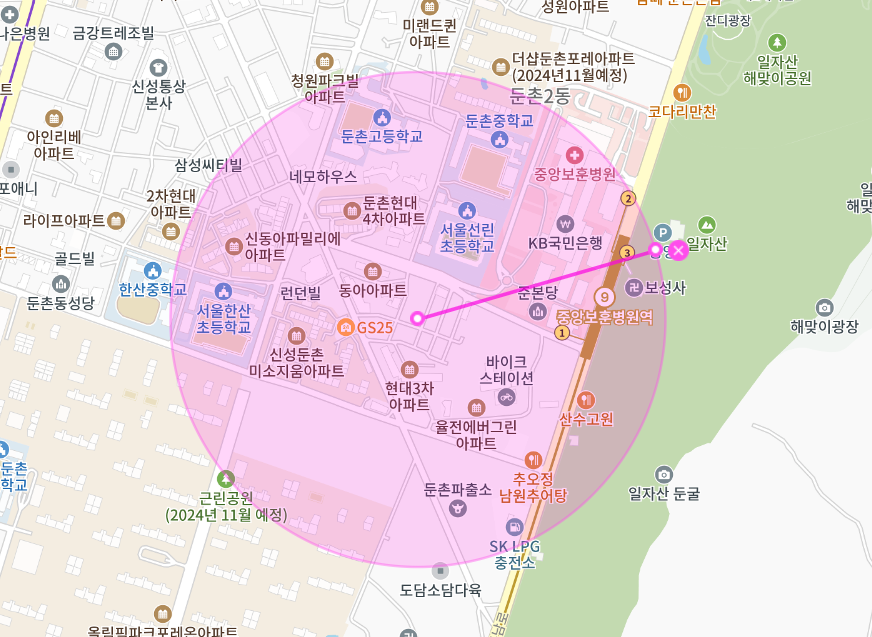 중앙보훈병원역 월주차 _ 지정석 단일 주차 / 1번 출구에서 2분