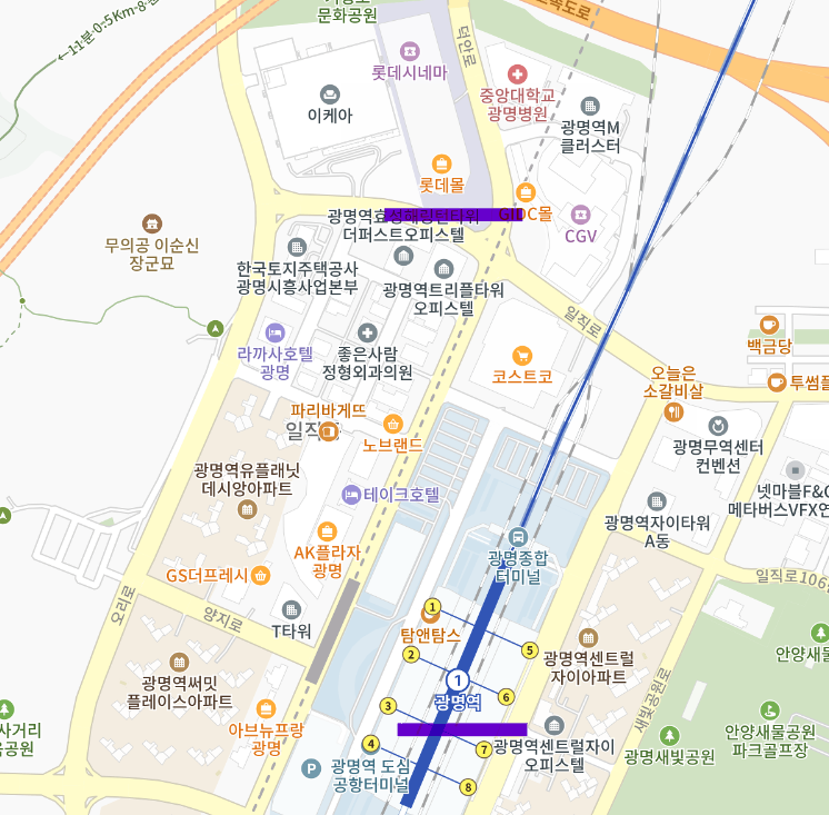 광명시 일직동 광명 KTX 역 인근 공영 주차장/민영 주차장 정보
