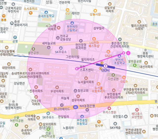 중동역 월주차_부천시 송내동 부천스포츠센터 제휴 월주차장