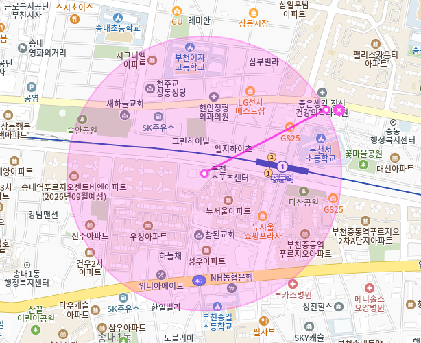 중동역 월주차_부천시 송내동 부천스포츠센터 제휴 월주차장