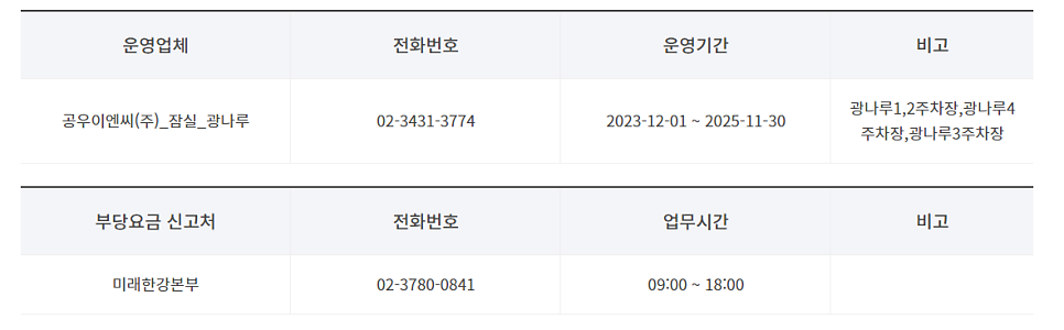 광나루 공영주차장 _ 이용 요금 및 위치 정보
