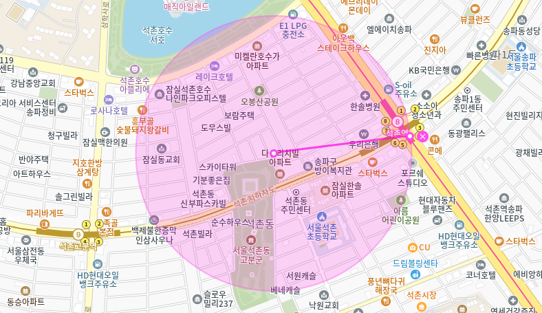잠실 월주차 _ 석촌역/석촌동고분군 주변 지정석 단일주차 가능