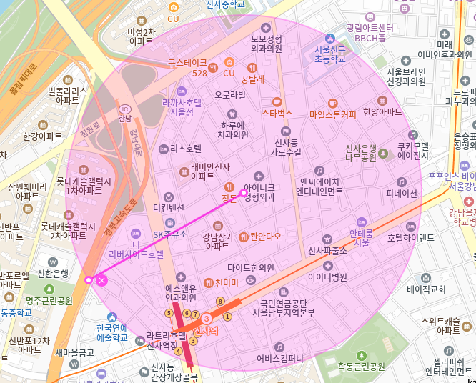 신사동 월주차_신사역 8번출구 도보 4분/단일주차
