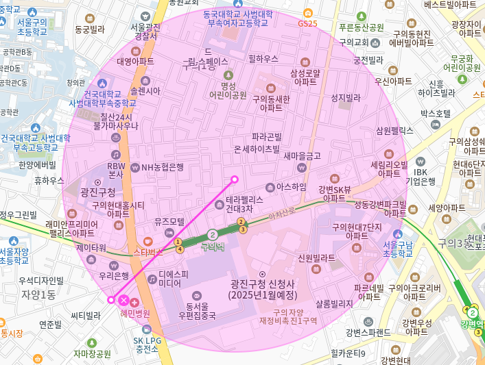 구의역 월주차_2번출구 도보 2분 자주식 단일주차장