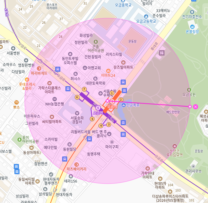 오금동 월주차_오금역 2번 출구 도보 8분 자주식 단일주차장