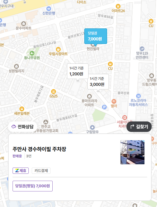망우역 주차장_공영주차장 요금 비교 우림시장 맛집 용마해장국 주차