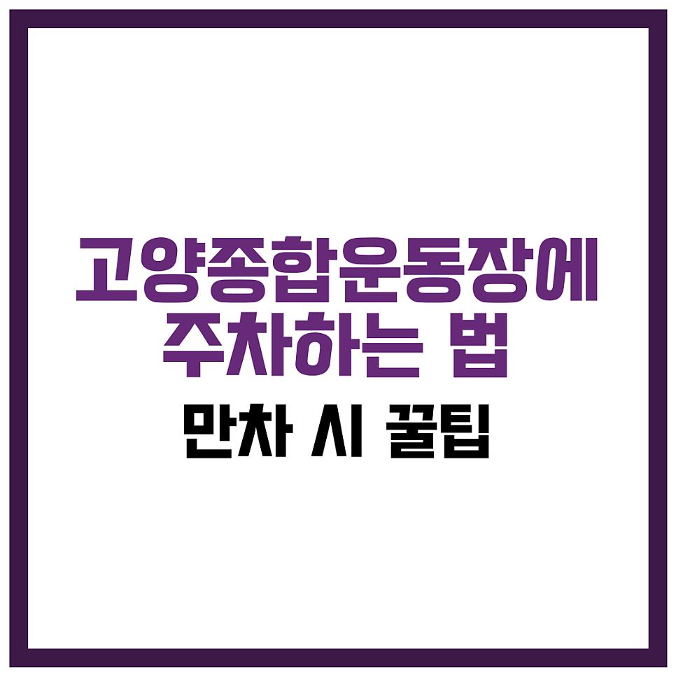 고양종합운동장에 주차하는 법_콘서트 만차 시 꿀팁 대공개