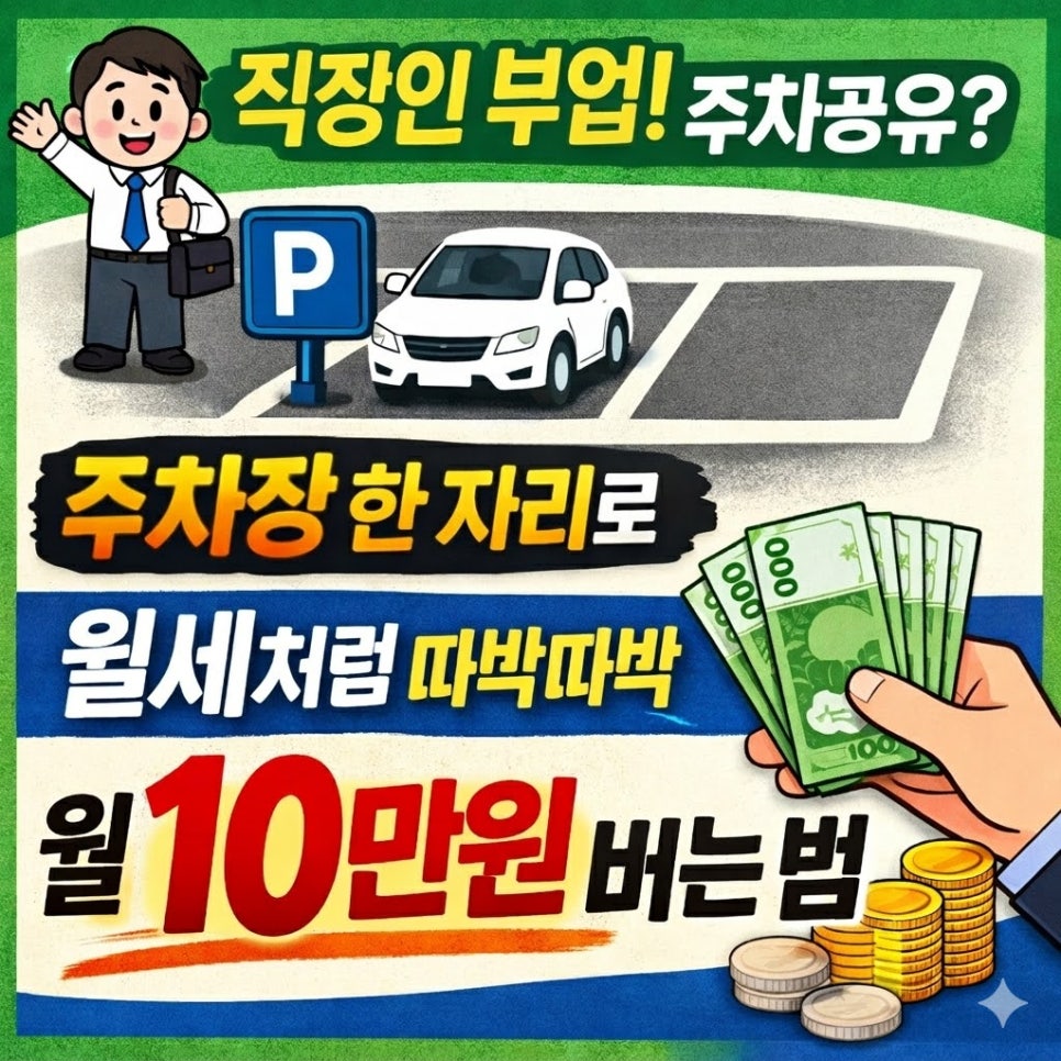 직장인 부업으로 주차공유? 주차장 한 자리로 월세처럼 따박따박 월 10만원 버는 법