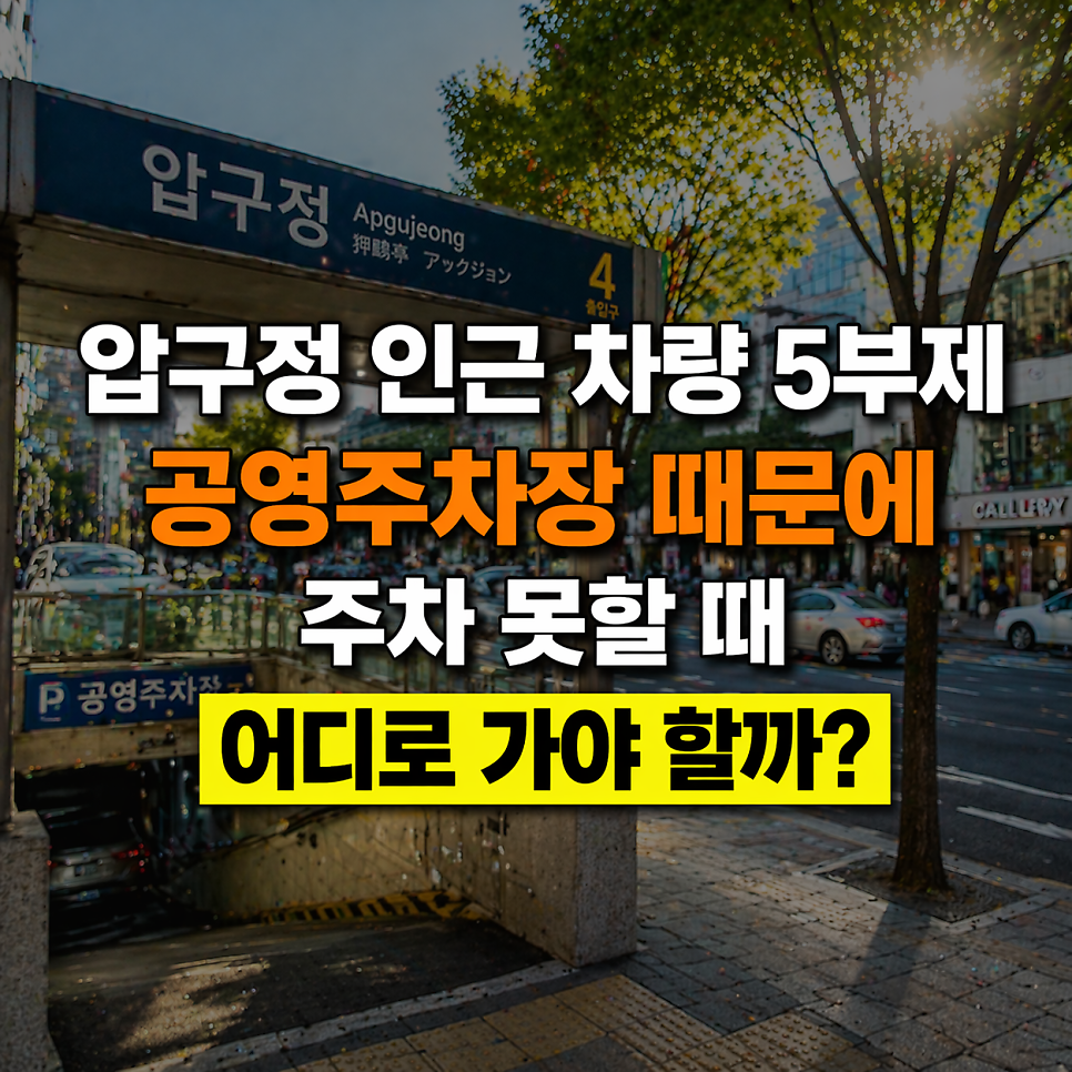 압구정 인근 차량 5부제 공영주차장 고민 해결! (주차 요금 할인 꿀팁) 대표 이미지