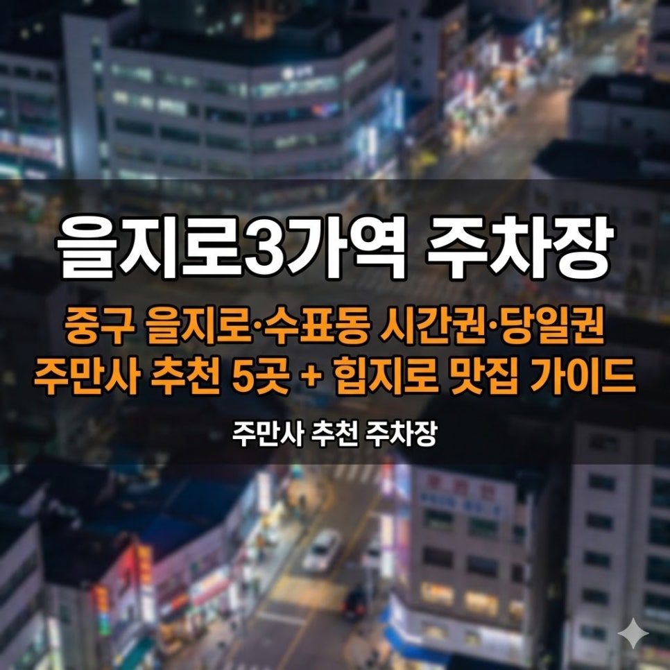 을지로3가역 주차장 | 을지로 수표동 시간권·당일권 추천 가성비 주차장 힙지로 맛집 가이드 대표 이미지