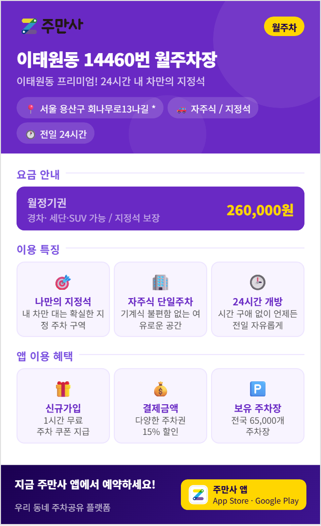 이태원동 월주차, 용산구 거주자 우선 주차 탈락하셨나요? 주차 배정 낙방 스트레스 끝!