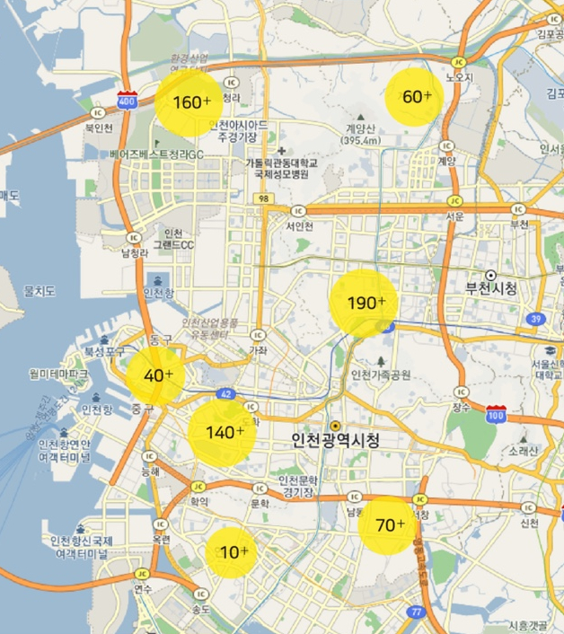 인천 부평구 월주차ㅣ부평1동, 부평2동, 부평3동 월주차
