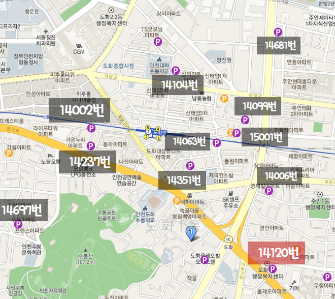 인천 미추홀구 월주차ㅣ용현동, 도화동,주안1동, 주안2동 월주차
