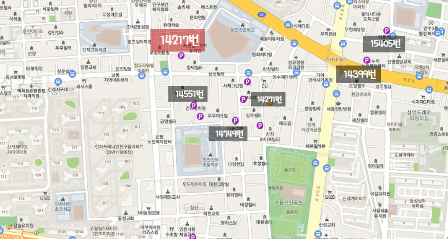 인천 남동구 월주차ㅣ구월동, 간석동, 장수서창동, 남촌도림동 월주차