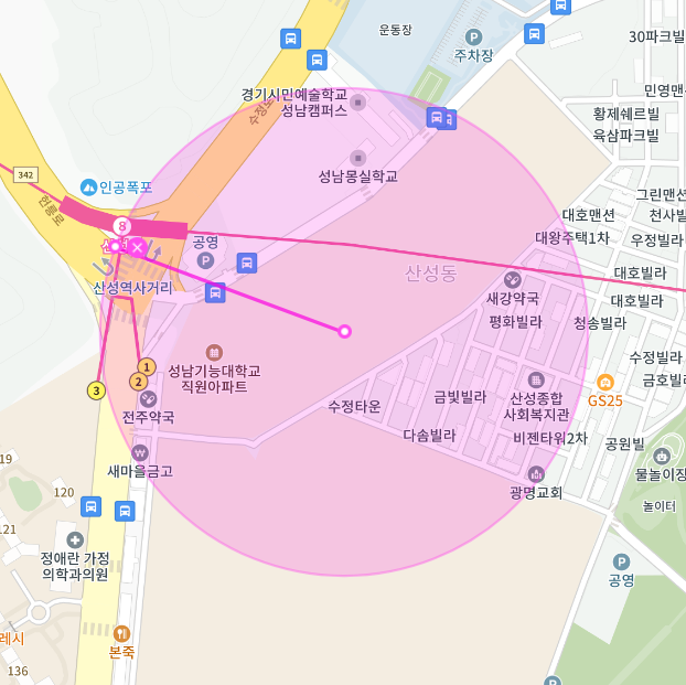 성남시 수정구 산성동 월주차, 산성역 인근 반경 2분 거리!
